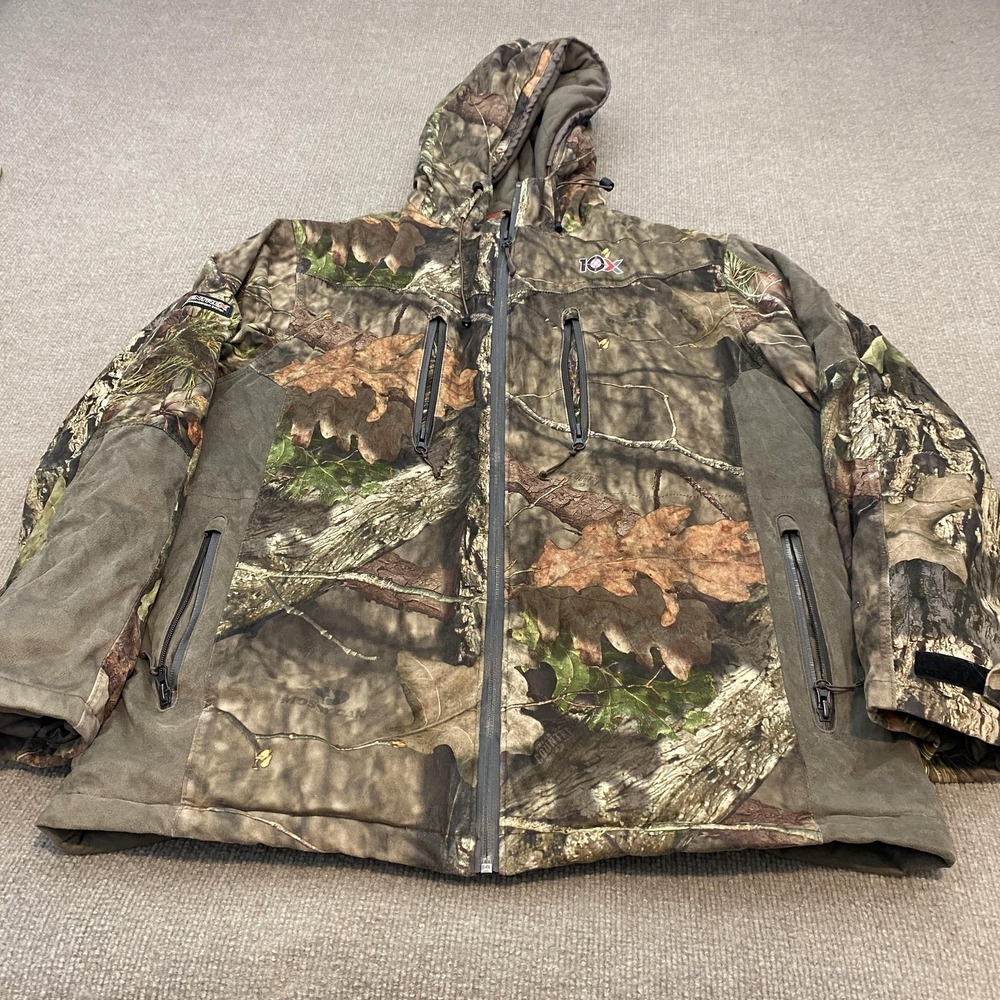 10X Jacket Mens‎ Medium Brown Mossy Oak Camo Hooded Insulated Hunting ZJ751 MC9